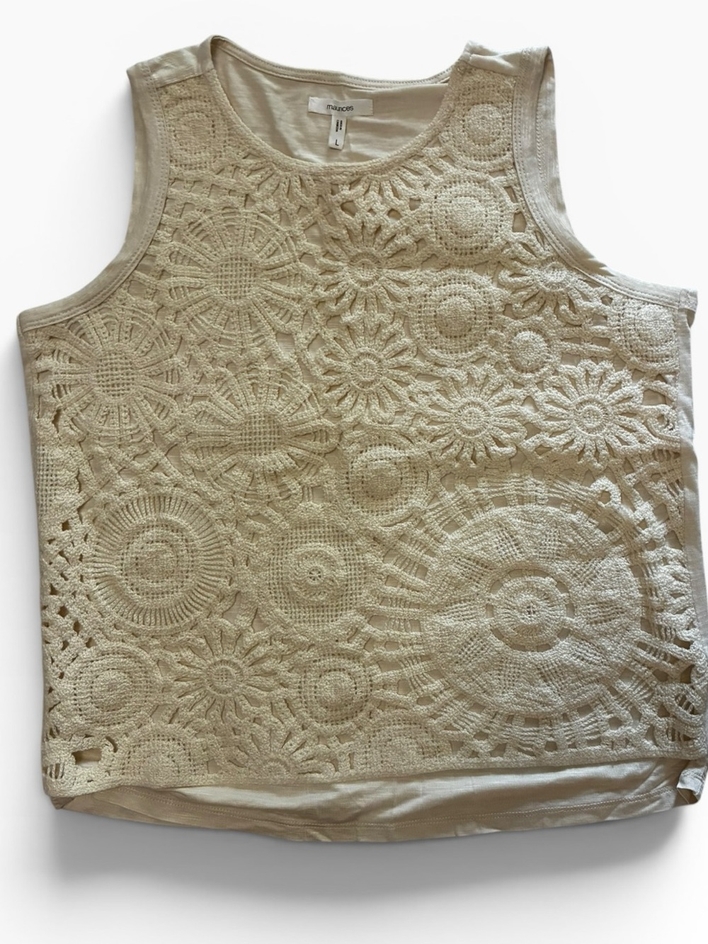 Maurices Cream Crochet Overlay Tank Top